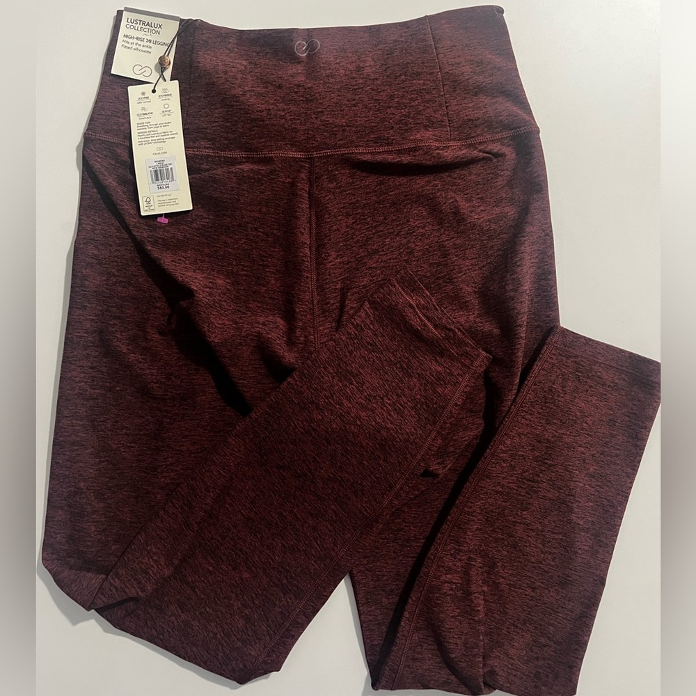 NWT Calia Lustralux Collection High Rise 7/8 Legging—Size Large in New Maroon